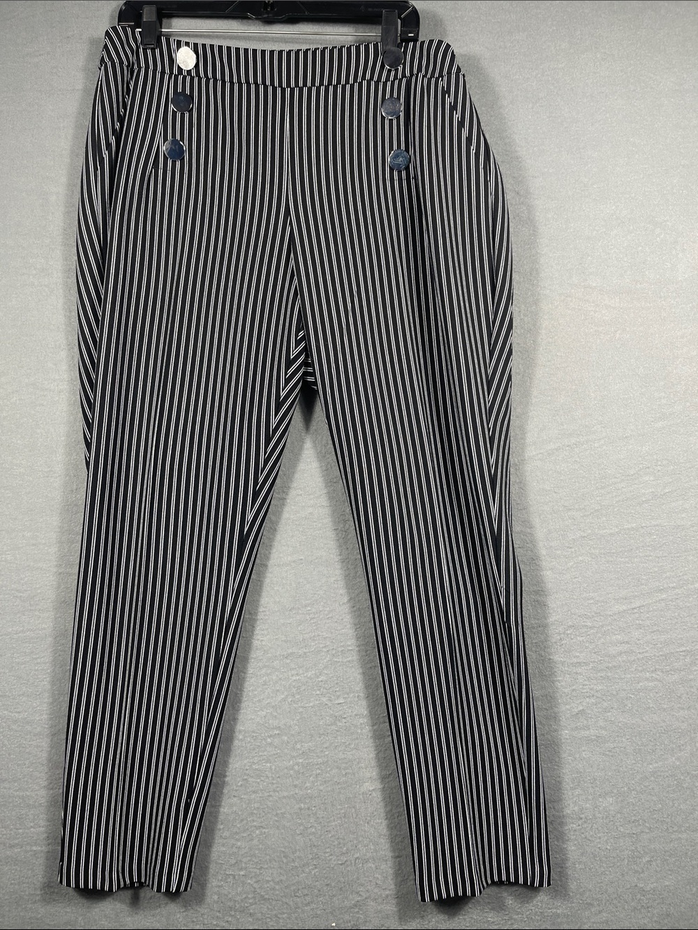 Men's Black and White Pinstripe Dress Pants